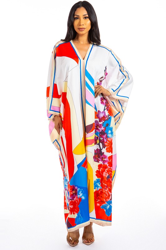 COLORFUL KIMONO MAXI DRESS