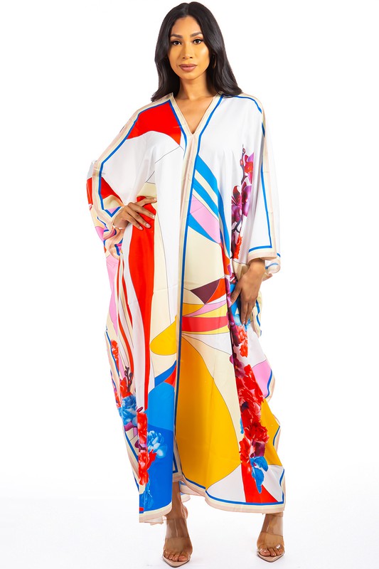 COLORFUL KIMONO MAXI DRESS