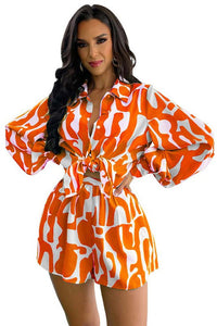 ORANGE MULTI TWO PIECE SHORT SET