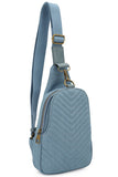 Chevron Quilted Denim Sling Bag