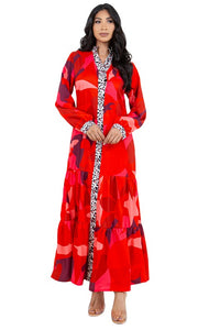 RED CAMO LONG MAXI  DRESS