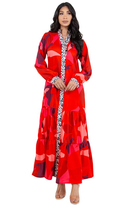 RED CAMO LONG MAXI  DRESS