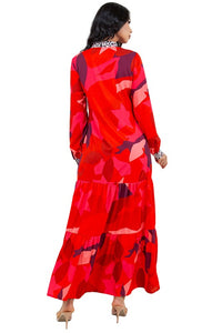 RED CAMO LONG MAXI  DRESS