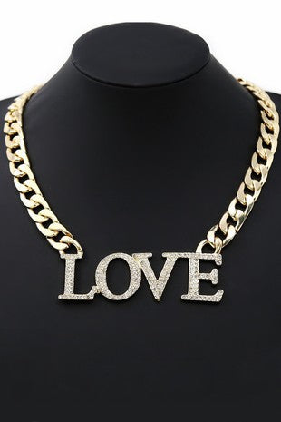 Gold Clear Love Necklace Set