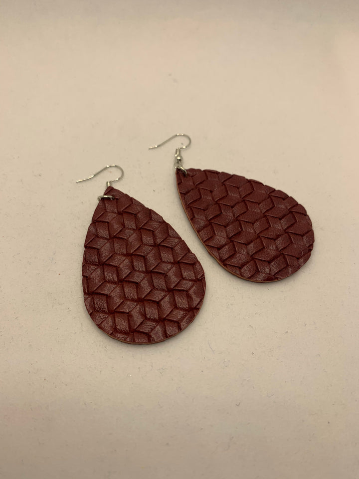 Leather Tear Drop Earring